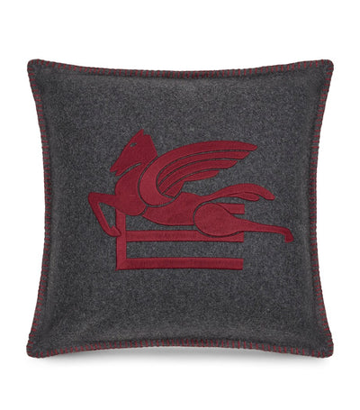 Wool-Blend Embroidered Ribot Cushion 45cm x 45cm