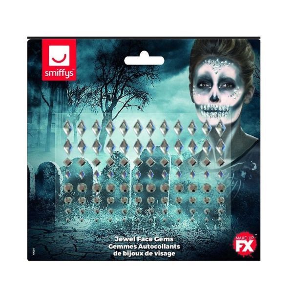 Smiffys Jewel Face Gems silver sheet of 100 (British brand)