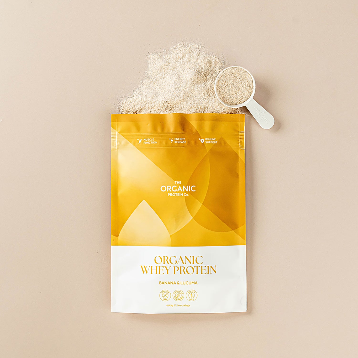 The Organic Protein Co banana lucuma whey protein 600g (British brand)