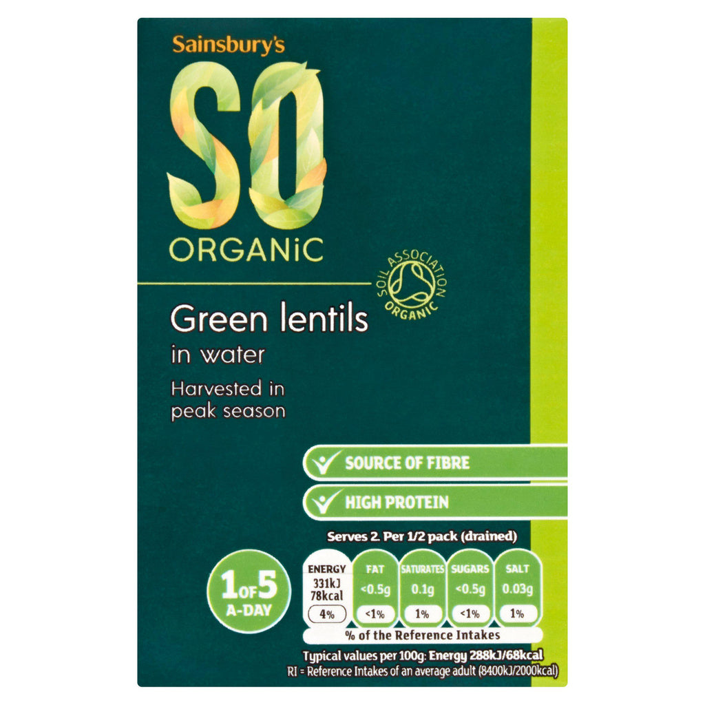 Sainsbury's Green Lentils, SO Organic 380g (230g*)