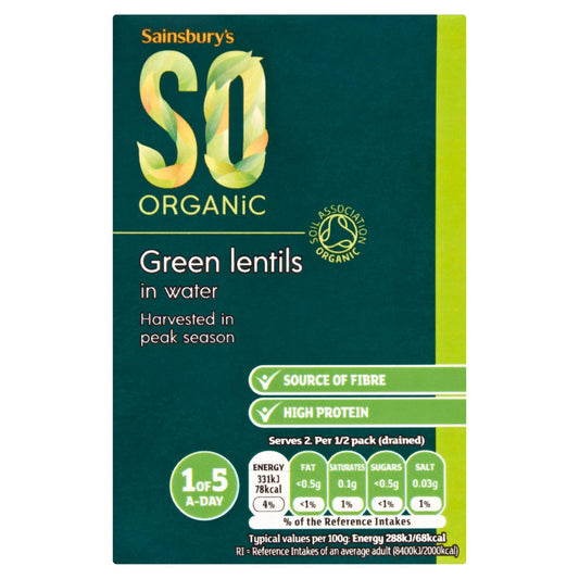 Sainsbury's Green Lentils, SO Organic 380g (230g*) GOODS Sainsburys   