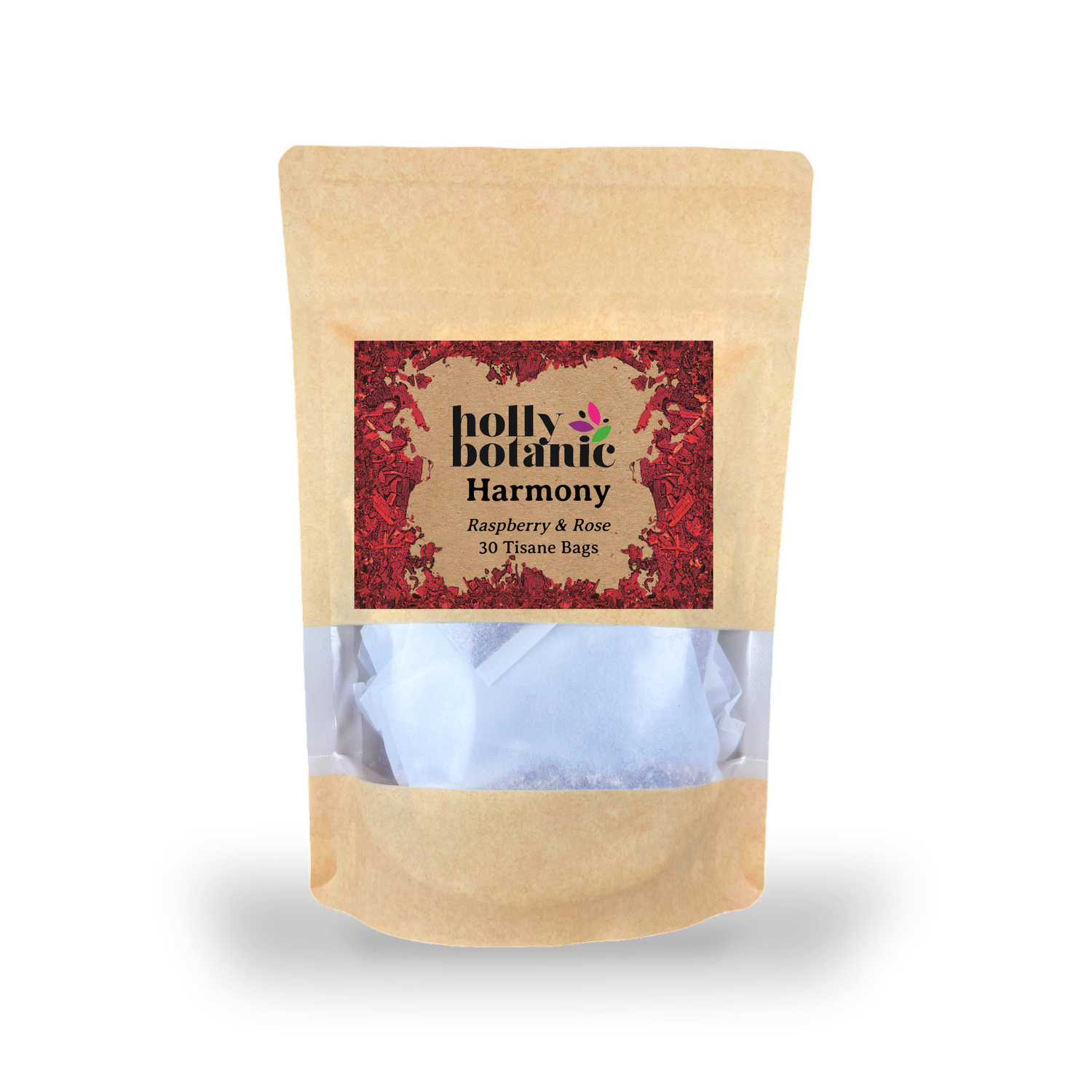 Holly Botanic tisane Raspberry & Rose 30 tea bags, imported from the UK