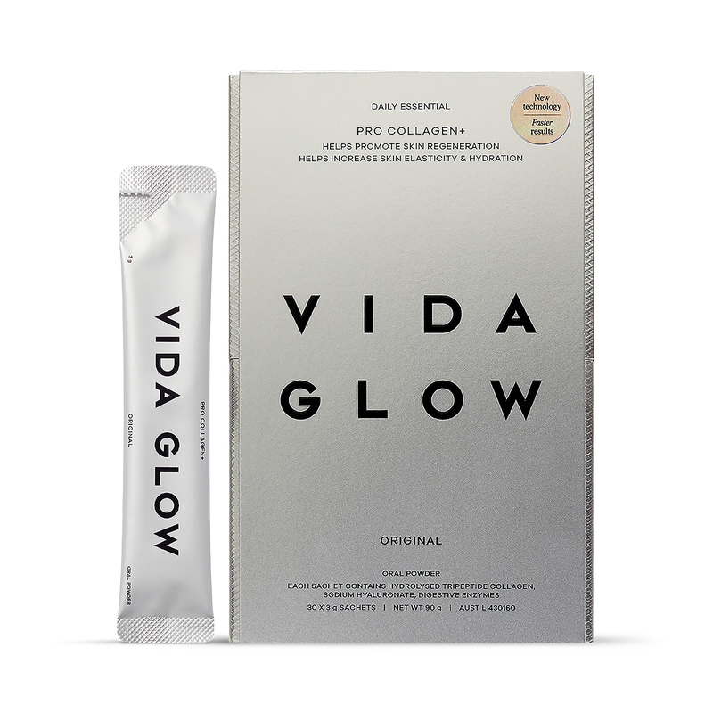 Vida Glow Pro Collagen+ food supplement 30 sachets, imported from the UK