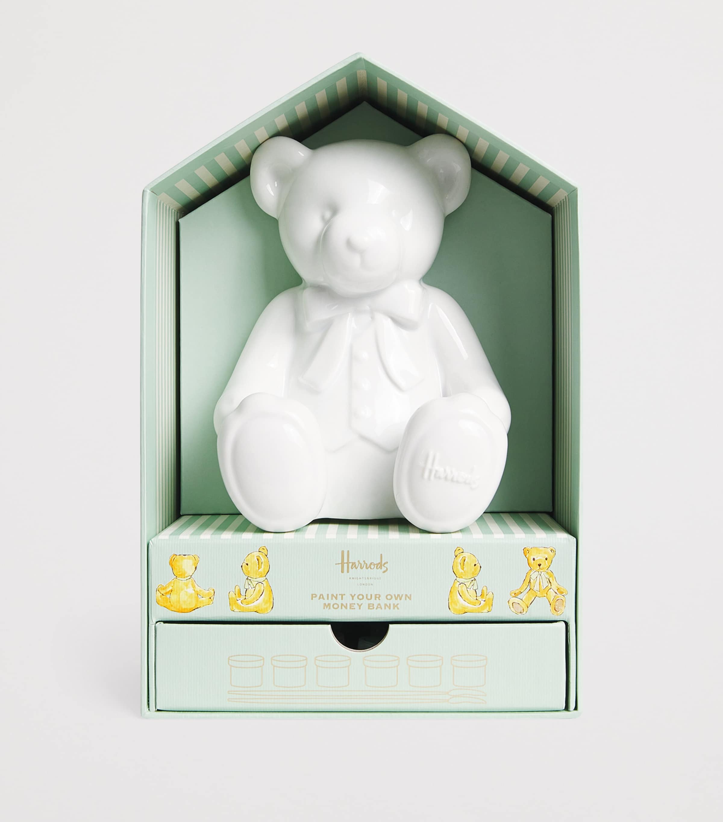 Harrods Bear Paint Your Own Money Bank craft kit, UK version