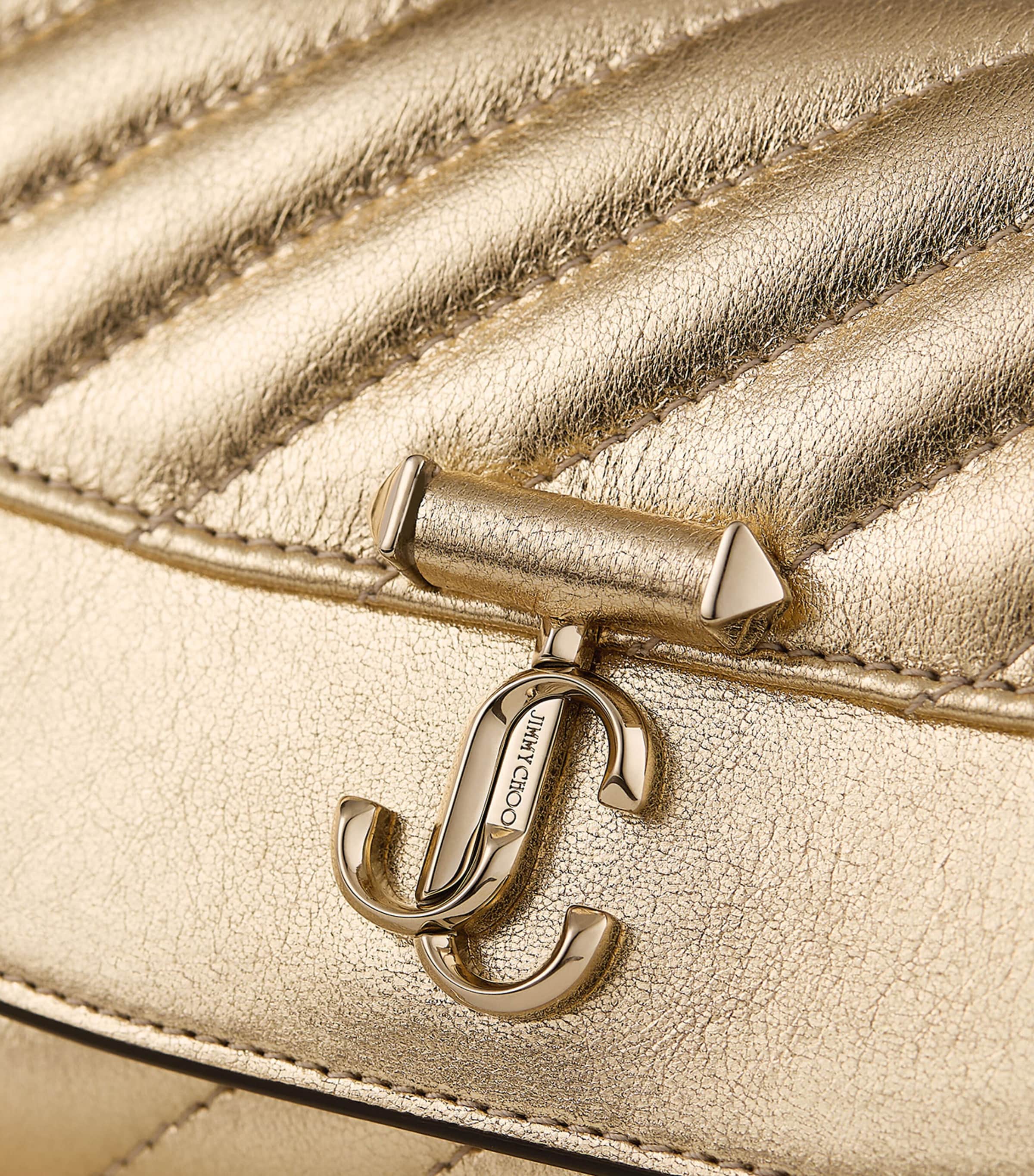 Jimmy Choo chain wallet metallic leather, imported from the UK
