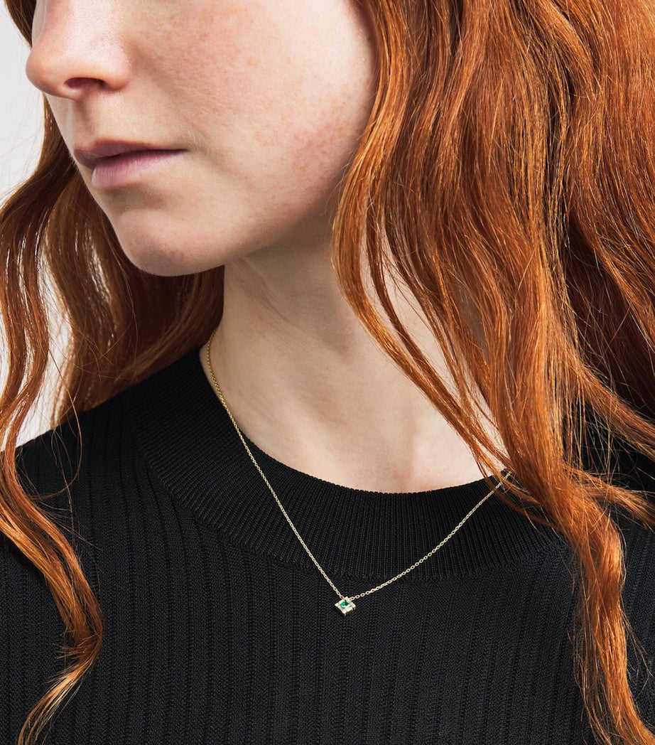 Suzanne Kalan princess pendant gold diamond emerald, imported from the UK