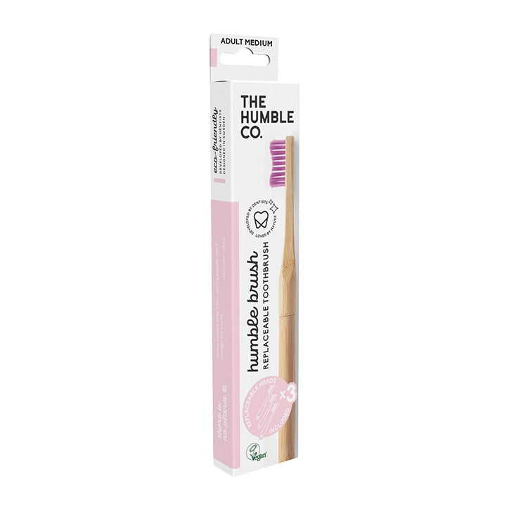 Humble Bamboo Adult Toothbrush with Replaceable Heads - Pack of 3 (Blue or Pink) Toothbrushes Holland&Barrett   