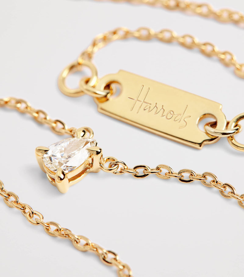 Harrods yellow gold diamond pendant necklace 0.25ct (British brand)