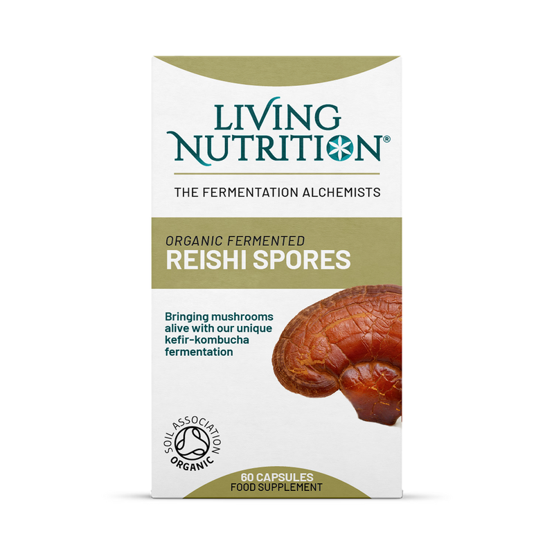 Living Nutrition organic fermented reishi spores 60 capsules - British product