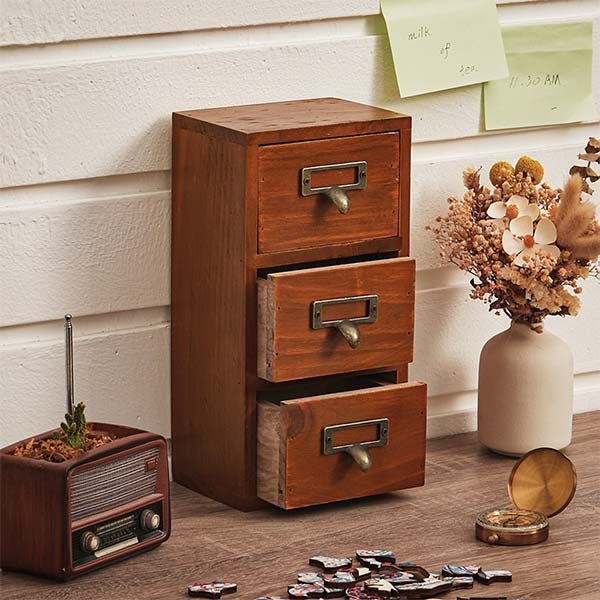 Livingandhome retro wooden drawer organizer with three drawers, imported from the UK