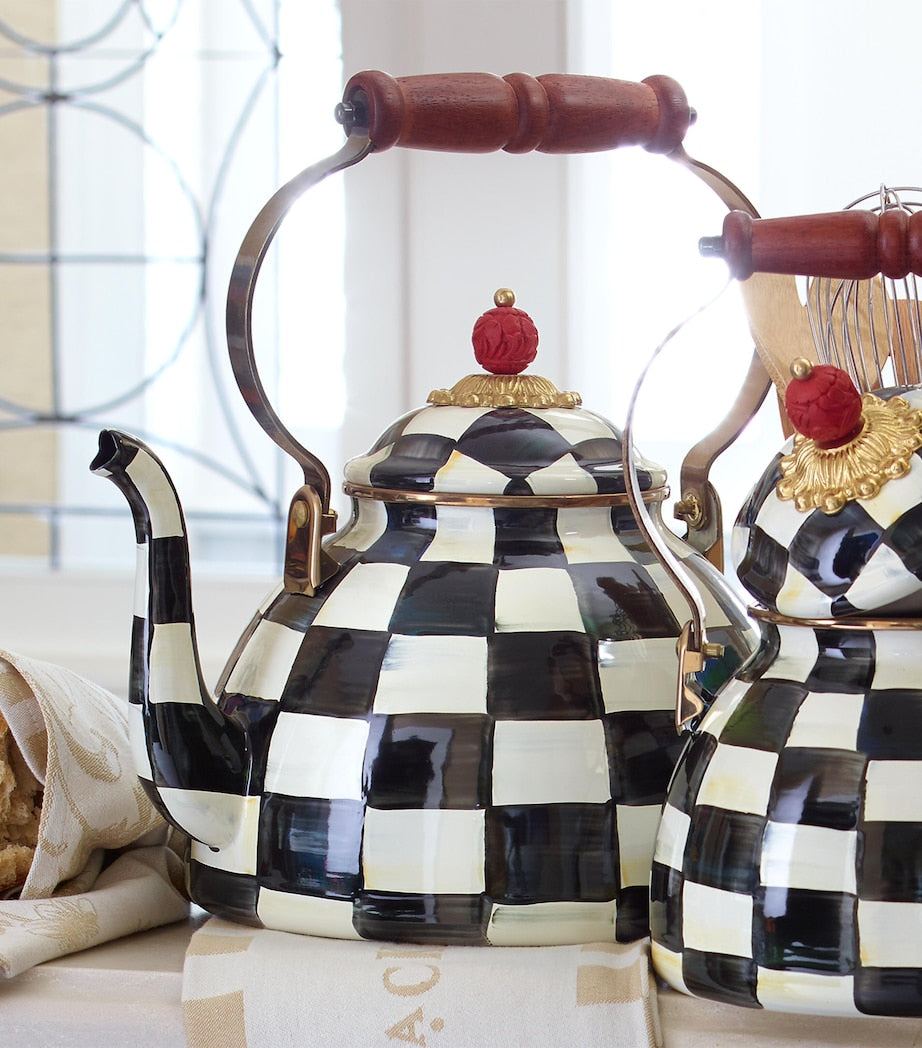 MacKenzie-Childs tea kettle 3 quart, imported from the UK