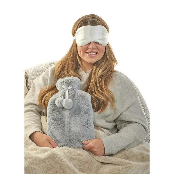 Aroma Home hot water bottle gift set grey faux fur 2L, imported from the UK