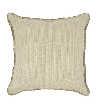 Harrods De Le Cuona Linen-Blend Fringe Bison Cushion 55cm x 55cm- Buy online at McGrocer