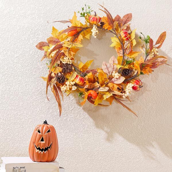 Livingandhome artificial pumpkin garland Halloween 180cm, imported from the UK
