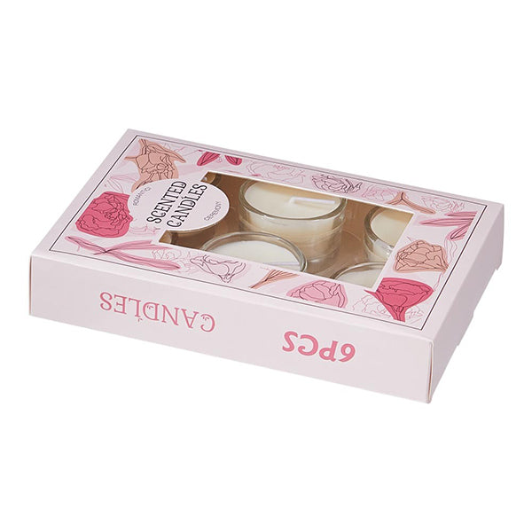 Livingandhome jasmine scented candle set 6 white candles - British product