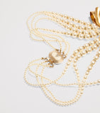 Valentino Garavani faux pearl layered necklace with brass bows, UK version