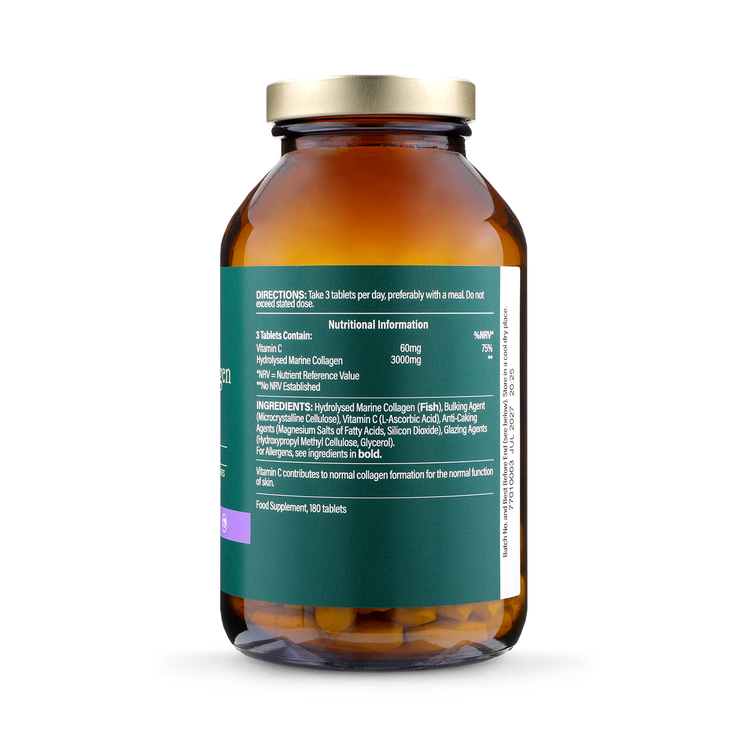 Holland Barrett Marine Collagen Vitamin C 180 tablets, imported from the UK