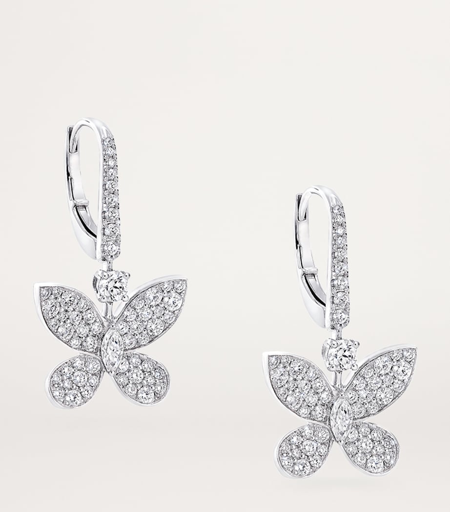 Graff white gold diamond butterfly drop earrings - British product