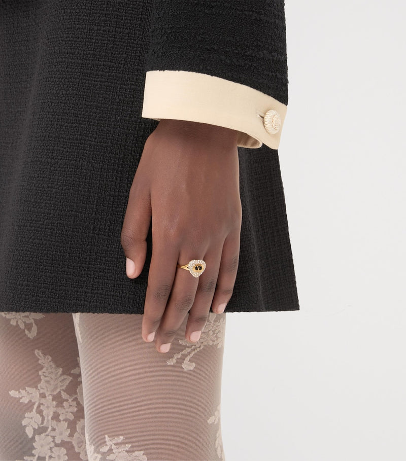 Valentino Garavani crystal heart ring gold-tone Swarovski crystals - British product