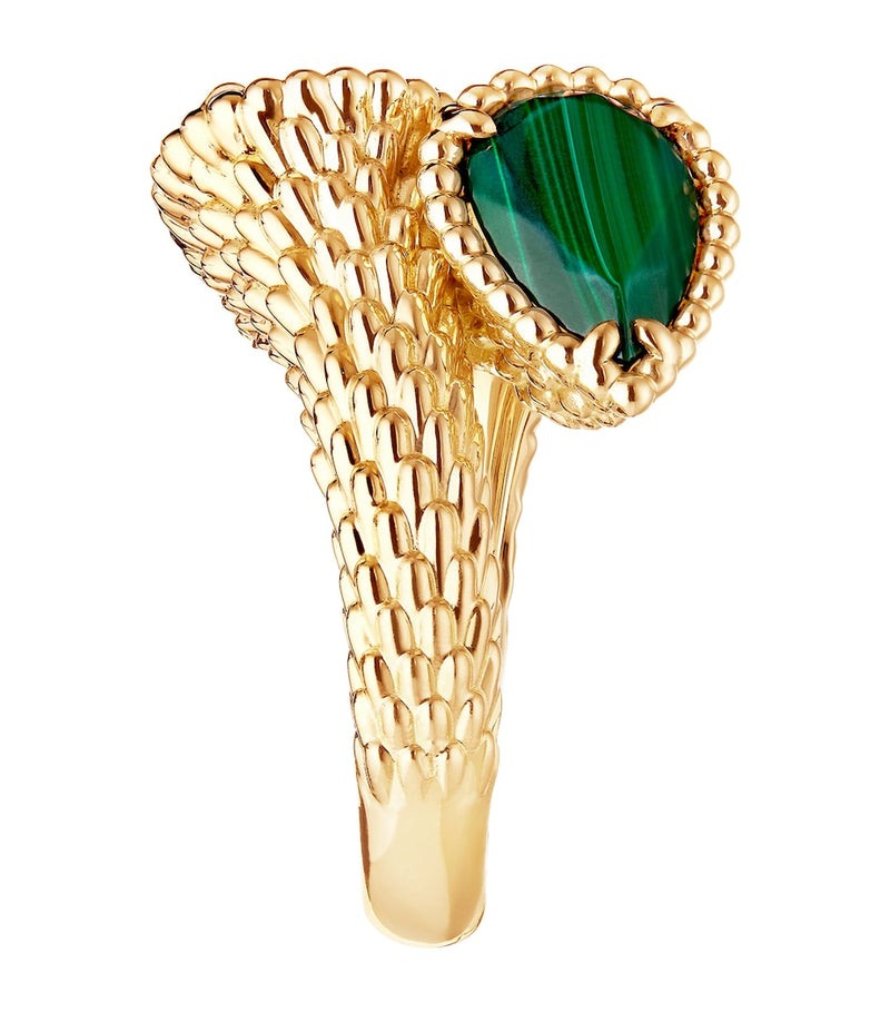 Boucheron Serpent Bohème ring in yellow gold and malachite (British brand)