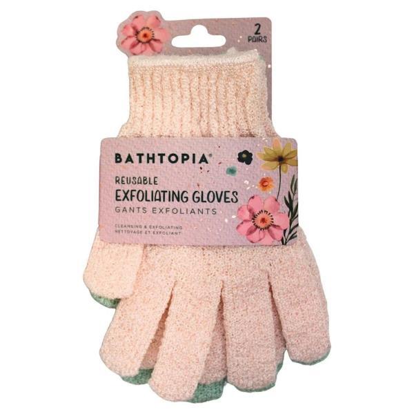 Bathtopia floral exfoliating gloves 2 pairs - British product