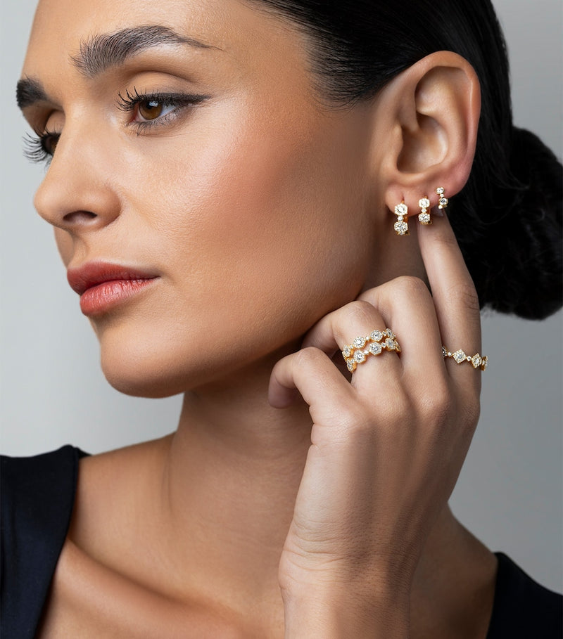 David Morris Triolette oval ring in yellow gold with diamonds - British product
