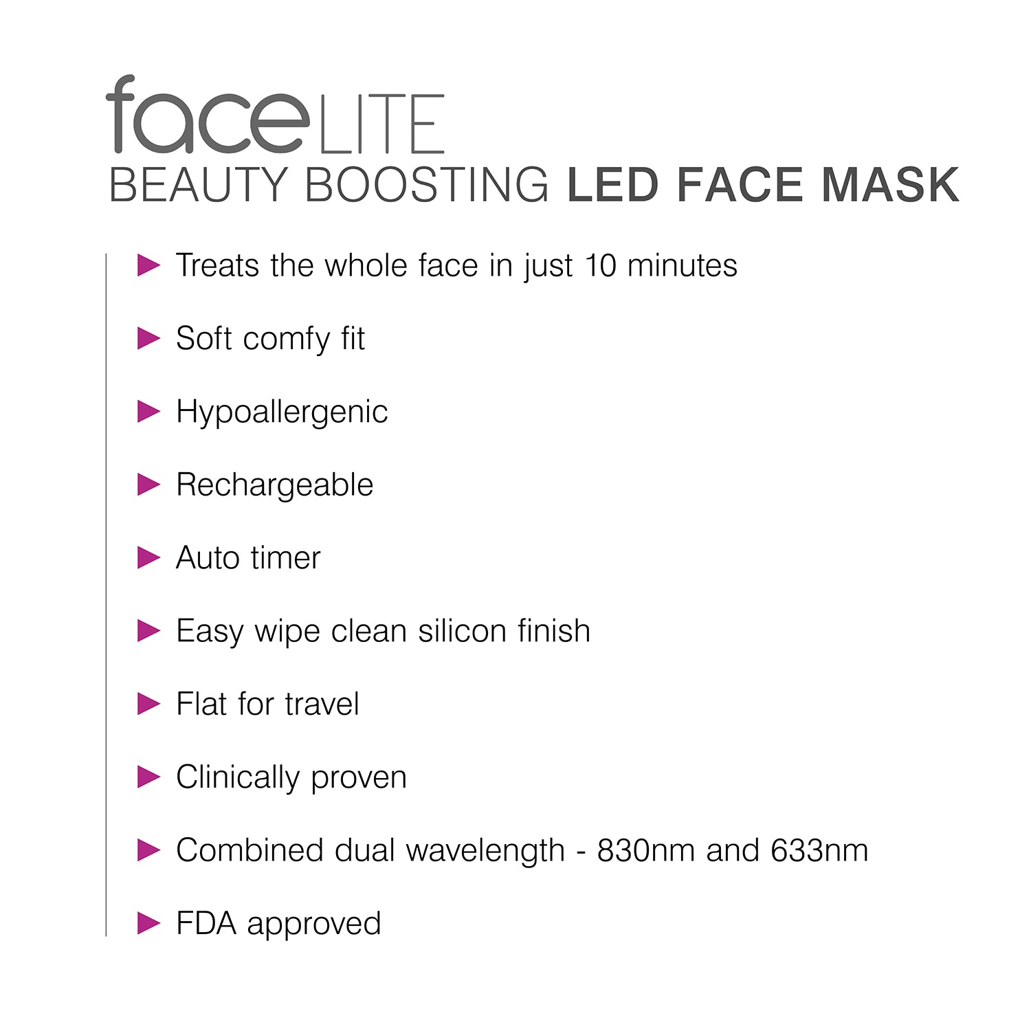 Rio FaceLite red light LED face mask - British product