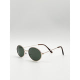 SVNX retro round sunglasses gold green lens - British product