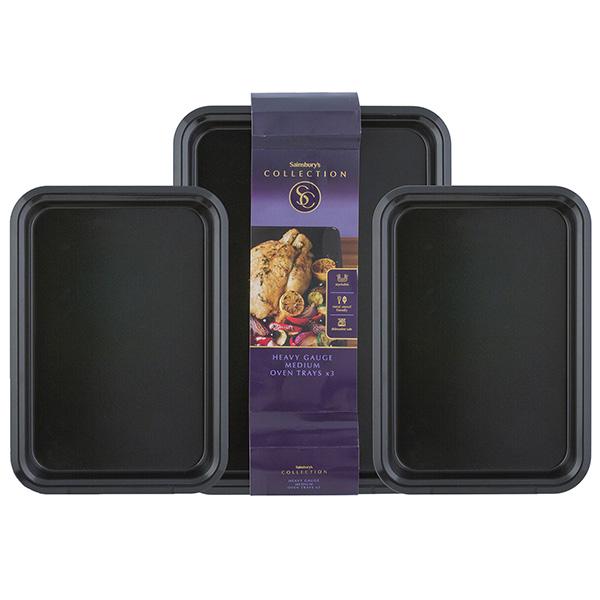 Habitat Collection Black Medium Oven Tray Set 3pc bakeware Sainsburys   