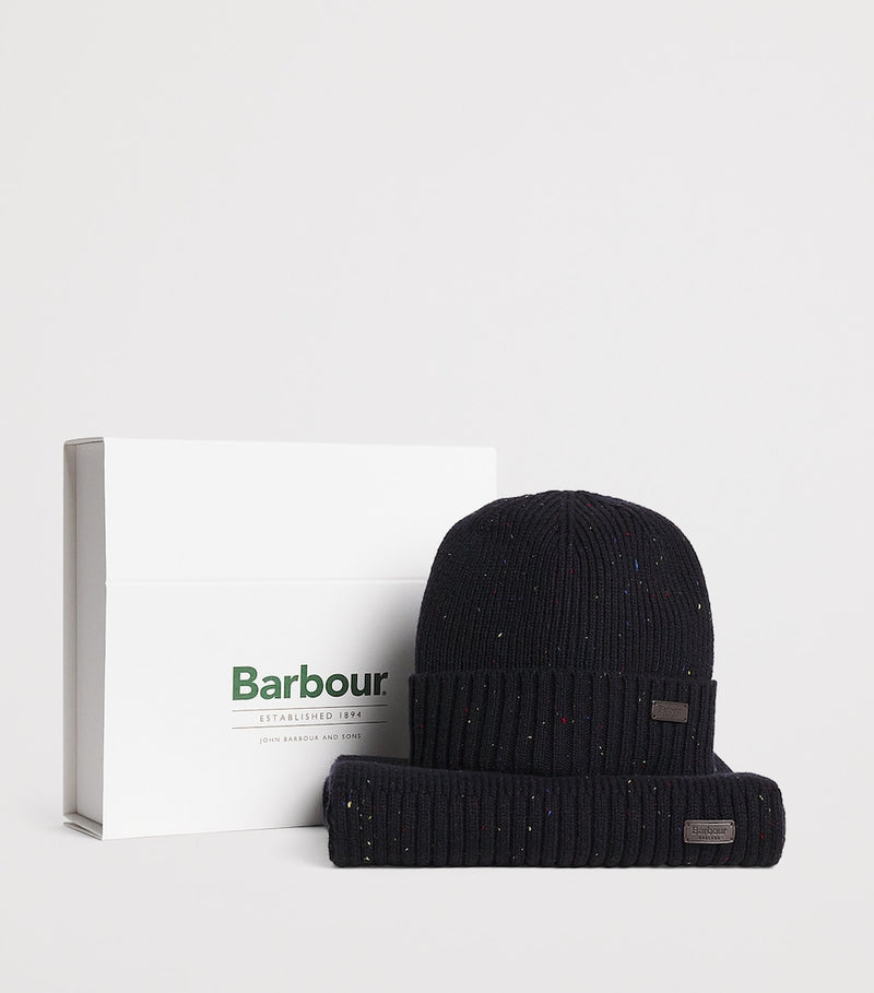 Barbour Carlton beanie and scarf gift set (British brand)