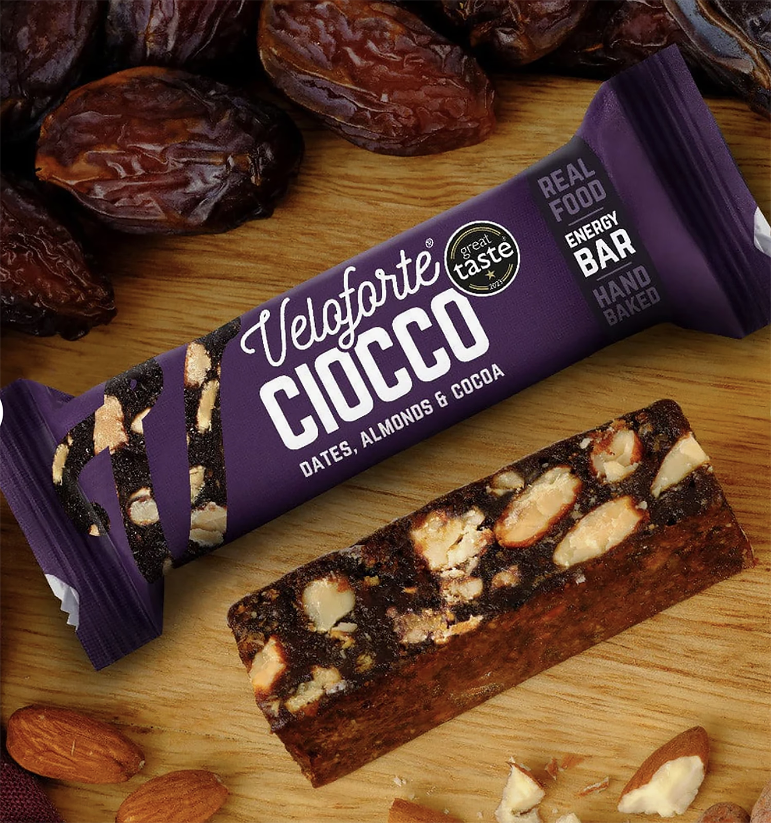 Veloforte Ciocco energy bar dates almonds cocoa 55g - British product