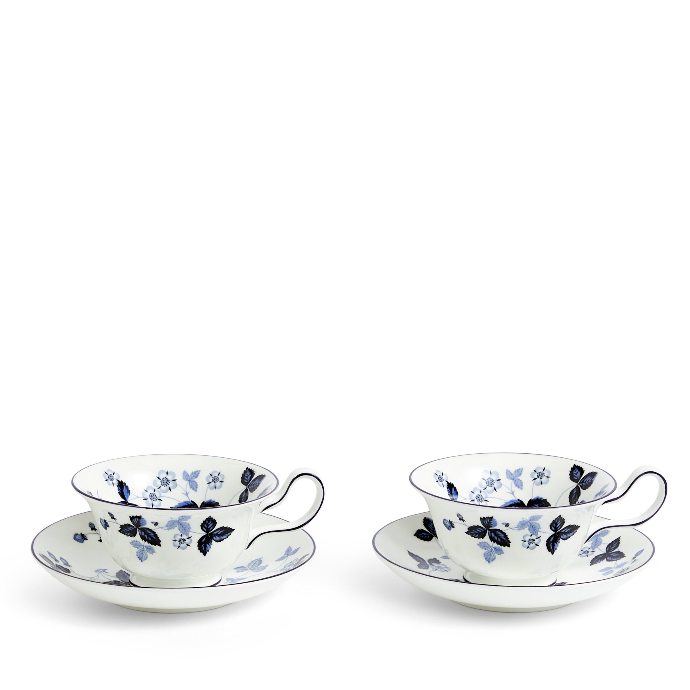 Wedgwood Wild Strawberry Inky Blue teacup and saucer set of 2 (British brand)