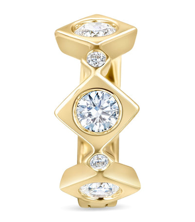 Harrods David Morris Yellow Gold and Diamond Triolette Square Single Hoop Earring 6mm- Buy online at McGrocer