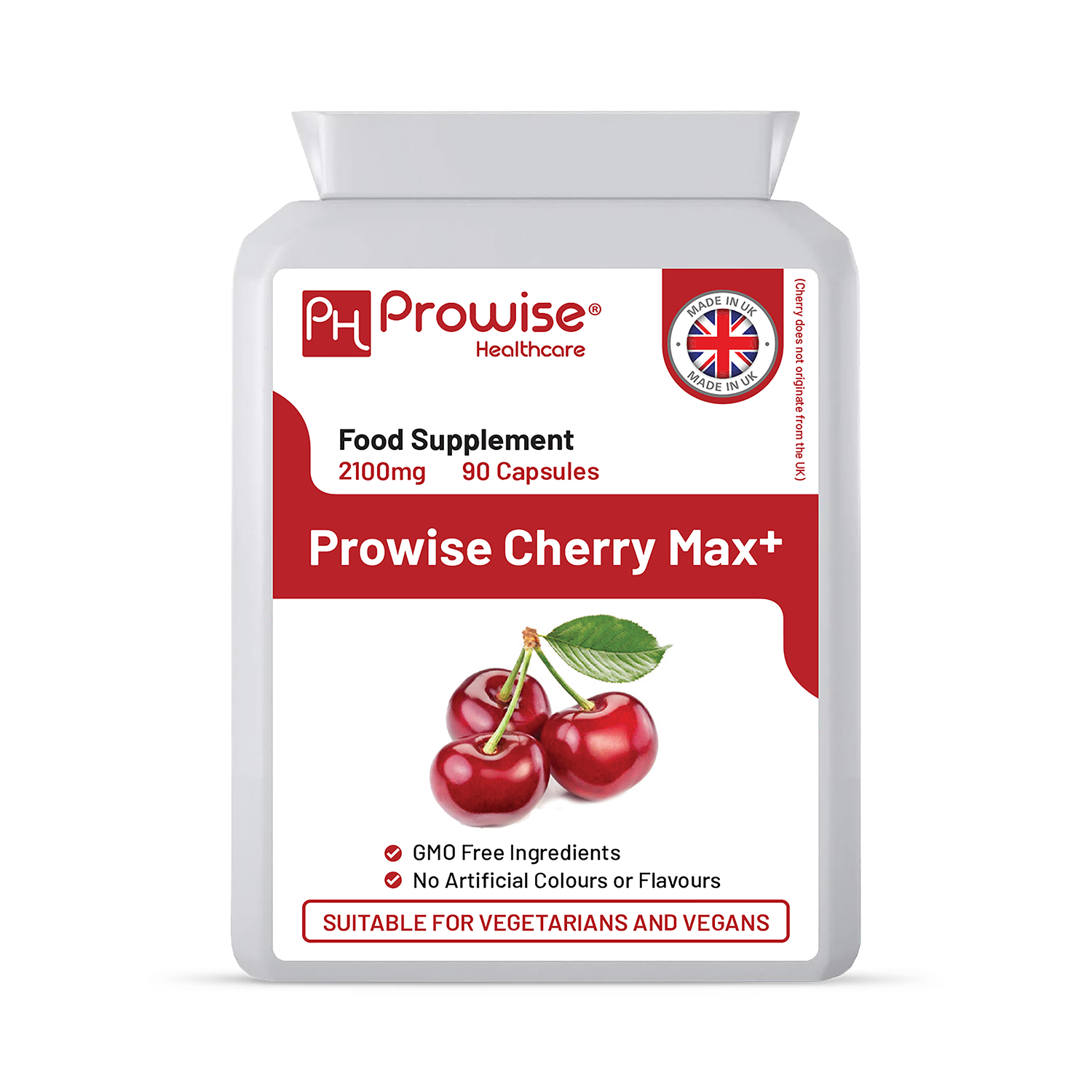 Prowise Healthcare Cherry Max+ 2100mg 90 vegan capsules (British brand)