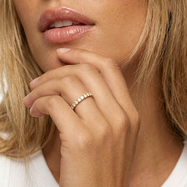 MUCHV stacking eternity ring with cubic zirconia stones - British product