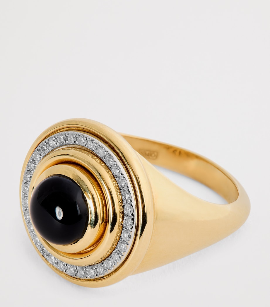 L'Atelier Nawbar Mimette signet pinky ring 18kt yellow gold with diamonds - British product