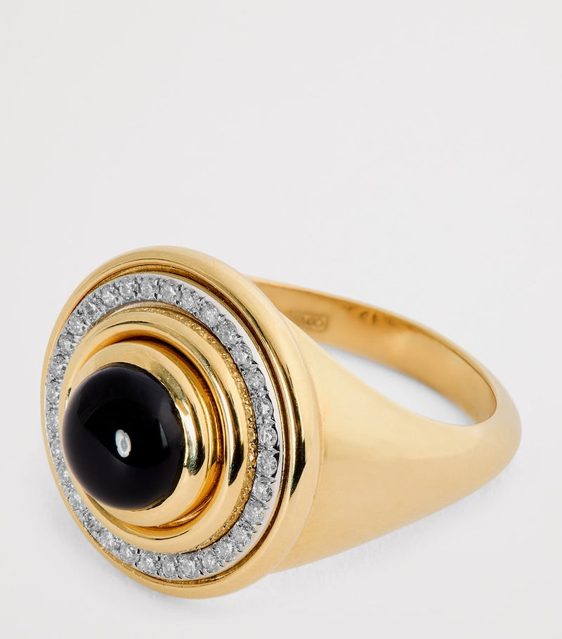 L'Atelier Nawbar Mimette signet pinky ring 18kt yellow gold with diamonds - British product