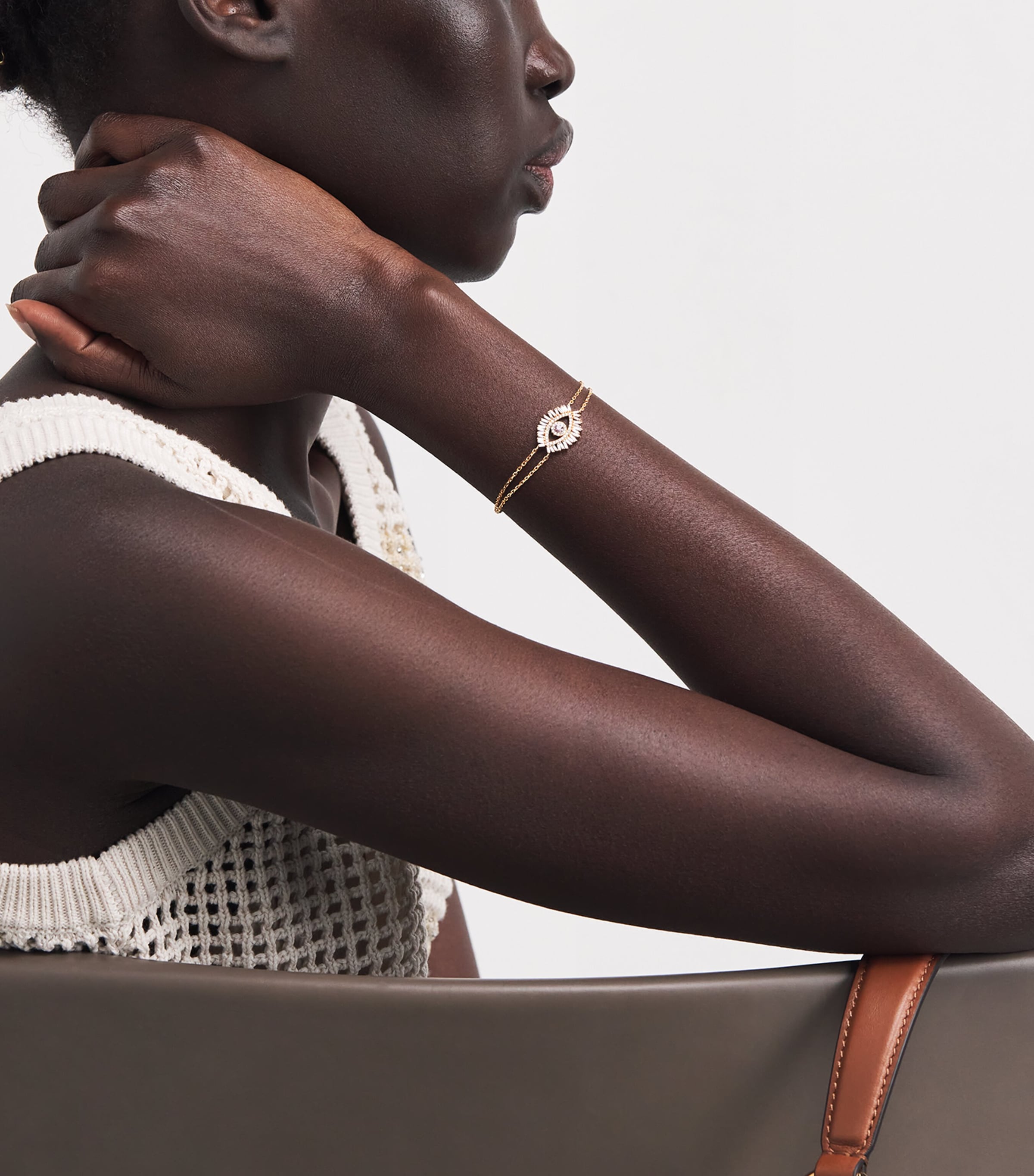 Suzanne Kalan evil eye rose gold bracelet, imported from the UK
