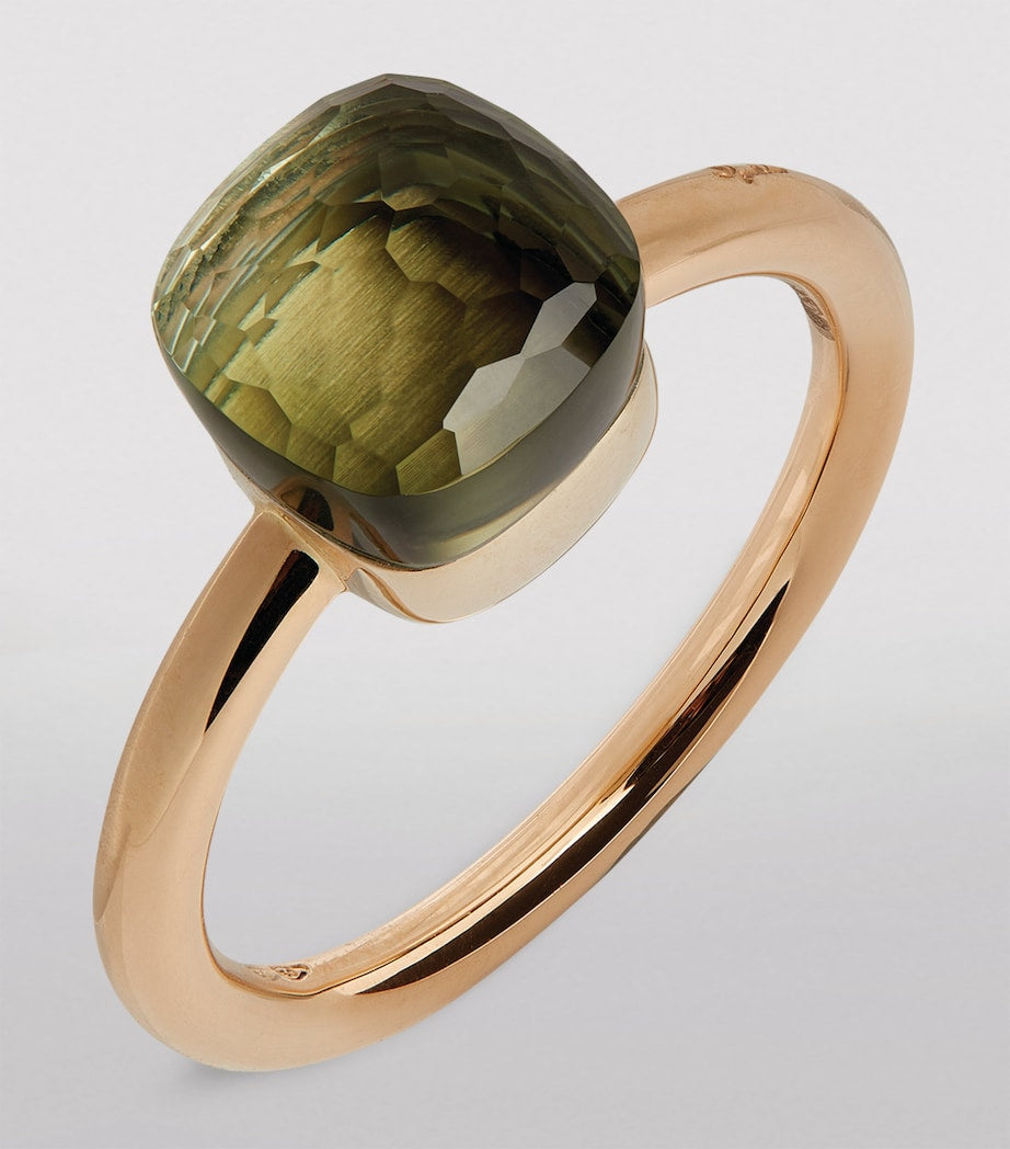 Pomellato Nudo Petit prasiolite ring in mixed gold (British brand)