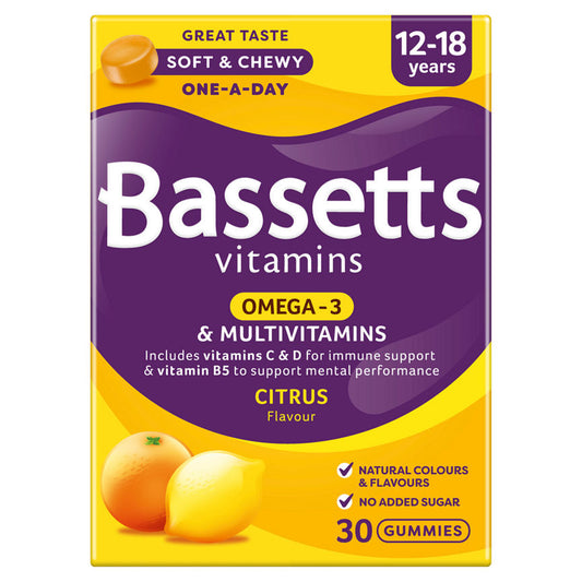 Bassetts Vitamins Multivitamins +Omega-3 Citrus Flavour 12-18 Years Soft & Chewies GOODS ASDA   
