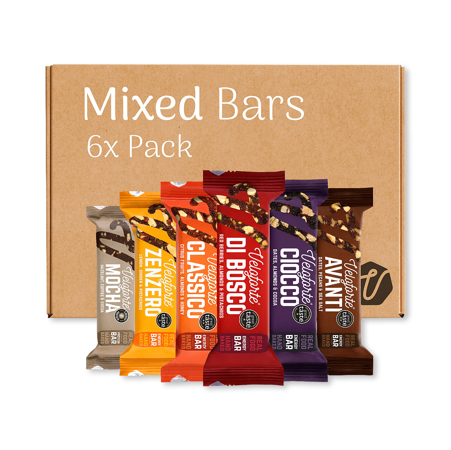 Veloforte energy bars variety pack 6 bars (British brand)