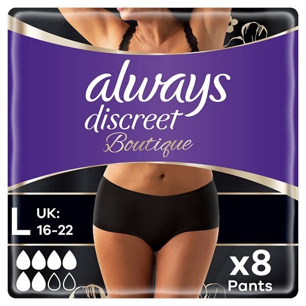 DNR Always Discreet Boutique Incontinence Pants L Black X8 GOODS Superdrug   