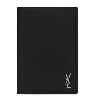 Harrods Saint Laurent Leather Monogram Passport Holder- Buy online at McGrocer