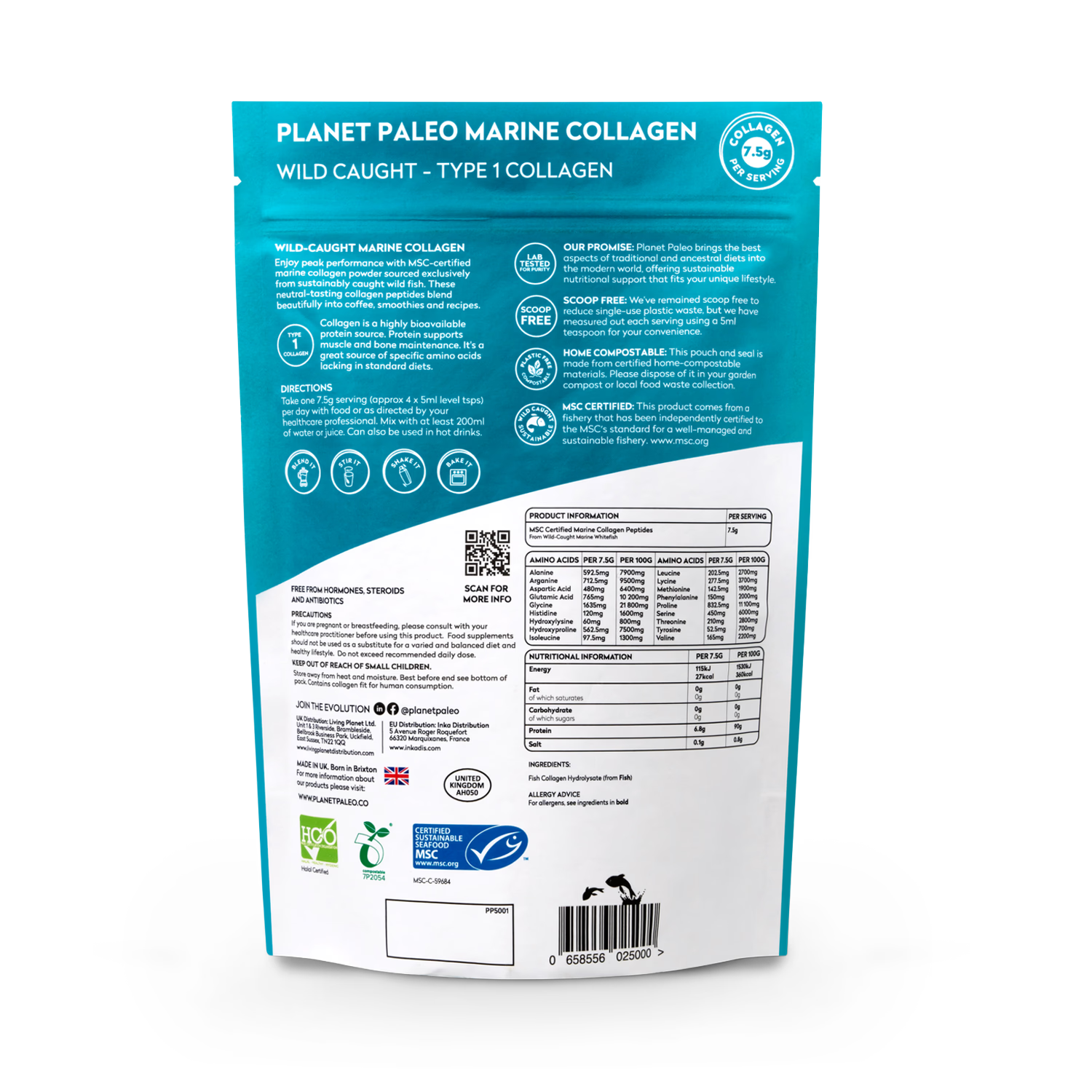 Planet Paleo marine collagen powder 225g, UK version