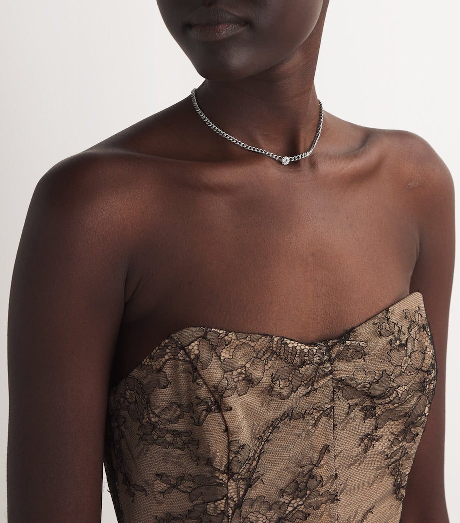 SHAY white gold diamond baby link choker necklace - British product