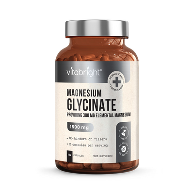 Holland & Barrett VitaBright Magnesium Glycinate 1500mg per Serving - 300mg Elemental Magnesium - 180 Capsules- Buy online at McGrocer