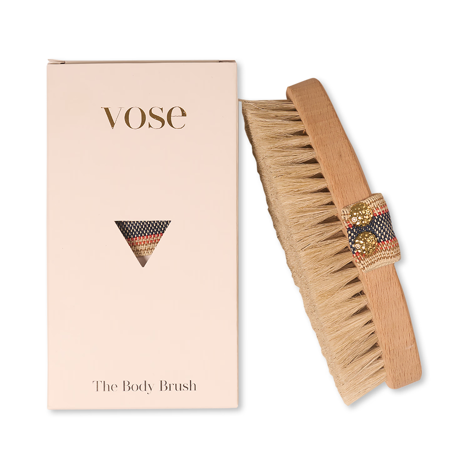 Dry body brush with natural horsehair bristles and wooden handle, UK version