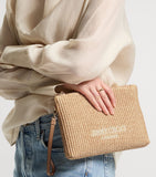 Jimmy Choo raffia zip-up pouch from Beach collection, UK version