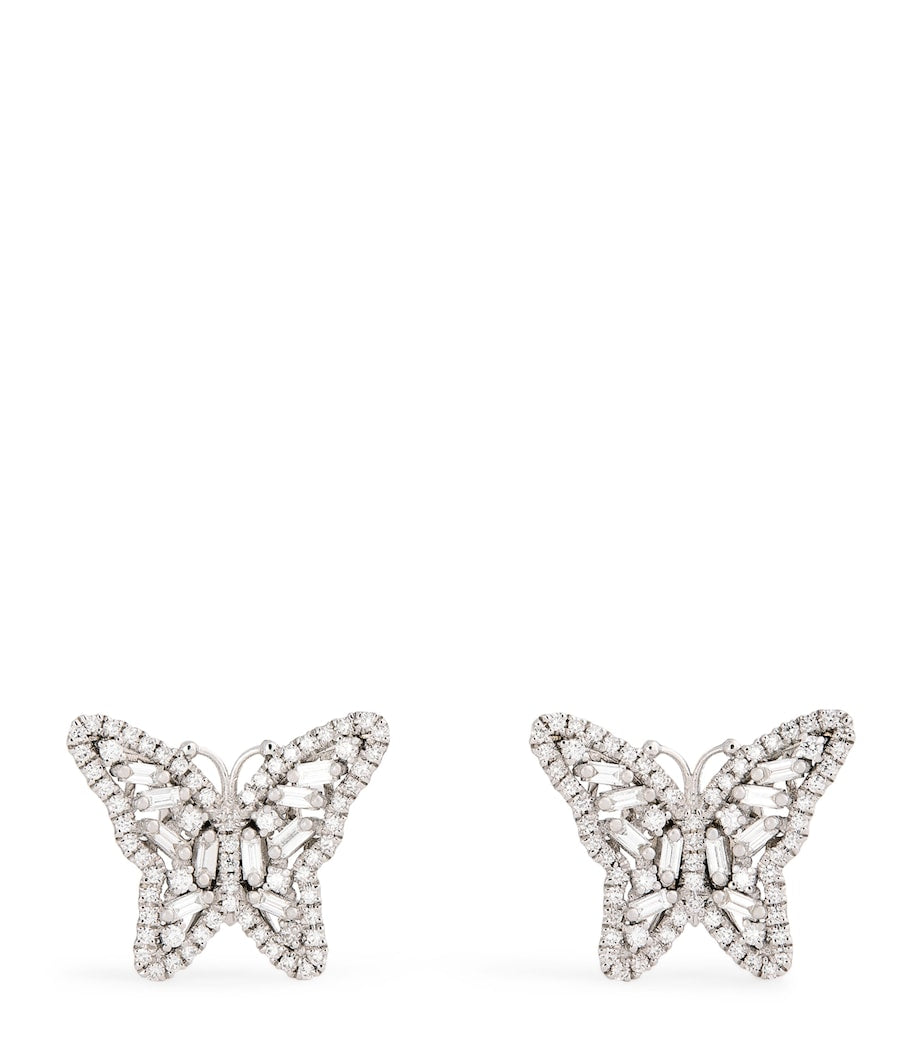 Suzanne Kalan diamond butterfly stud earrings in 18kt white gold (British brand)