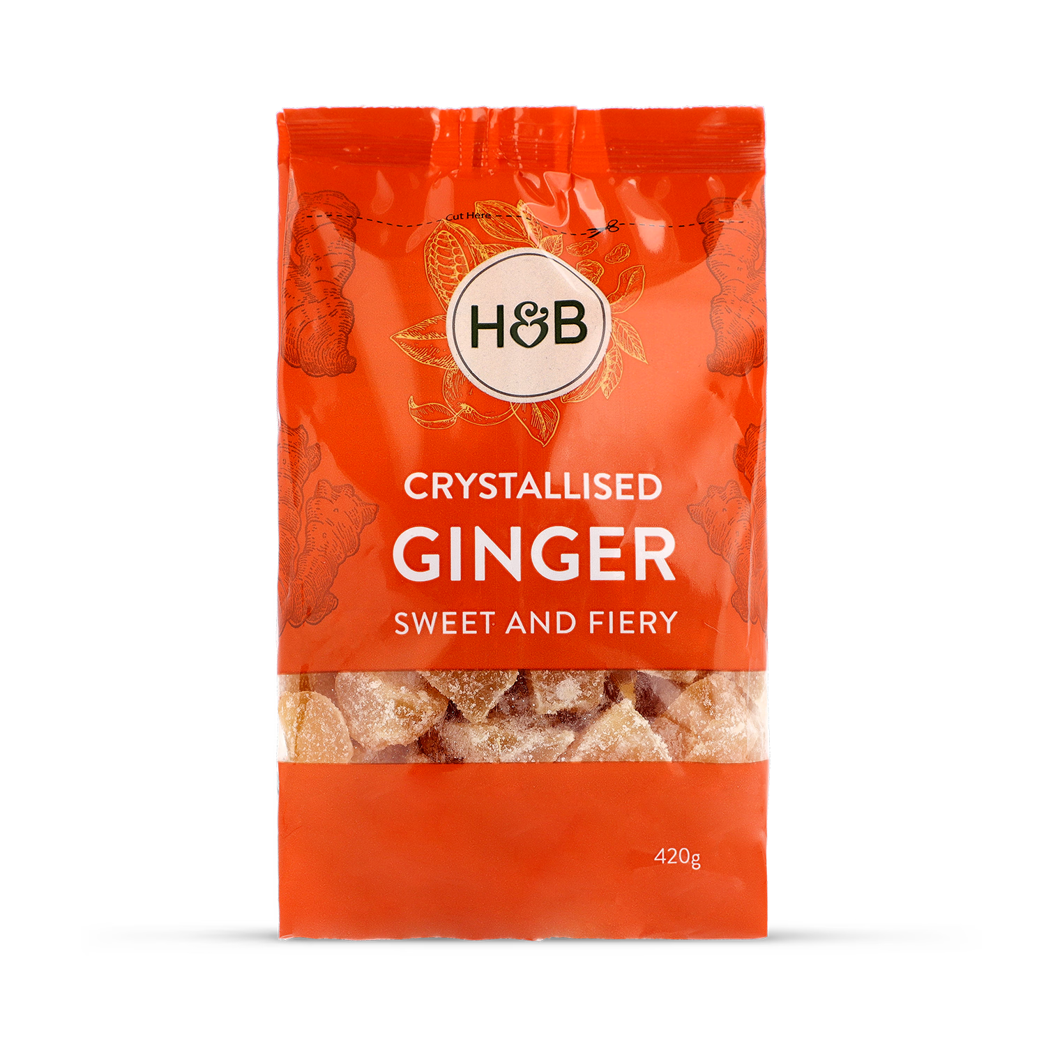 Holland Barrett crystallised ginger cubes 420g, UK version